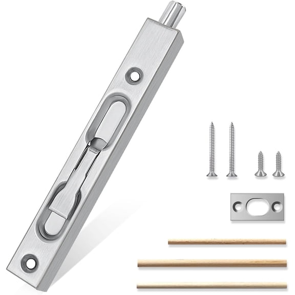 Flush Bolt French Door Lock 6”, Bolt Latch for Double Doors, Flip Lever Mechanism, Door Top/Bottom Lock for Sliding/Patio/Storm Door(Satin Nickel, 6 in. - 1pack)