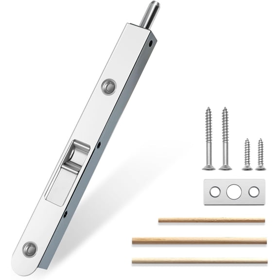 Flush Bolt French Door Lock 7, Chrome, Slide-Type Concealed Bolt Latch for Double Doors, Top/Bottom Lock for Patio/Storm Doors