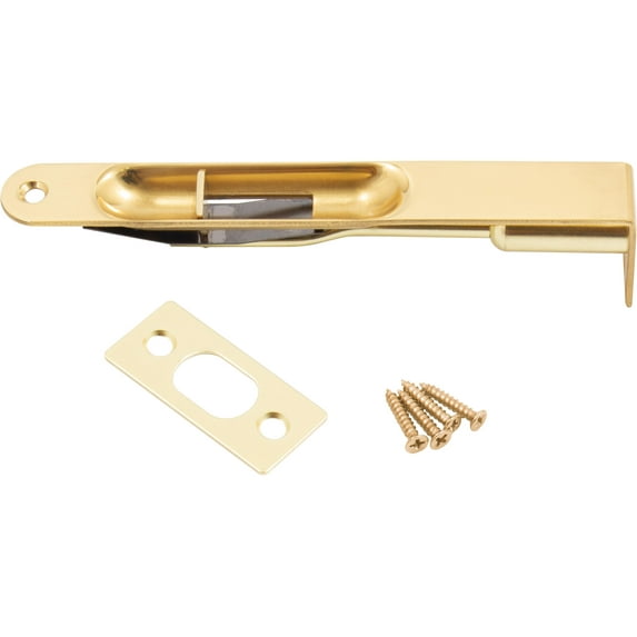 Flush Bolt, Sqaure Corner x Round Corner, 6 Inches, Polished Brass by Stone Harbor Hardware