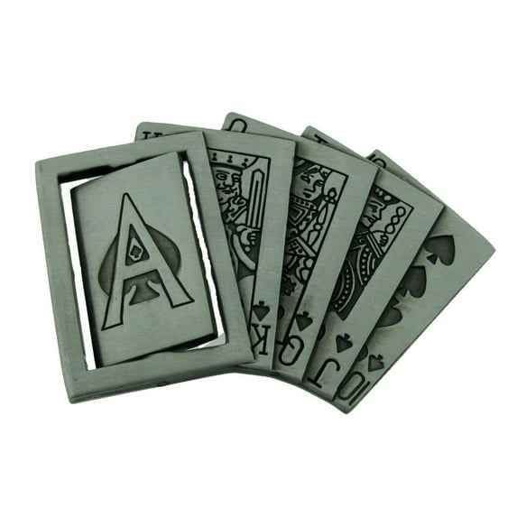 Flush Cards Belt Buckle Ace Flips Antiqued Metal Vintage Las Vegas US New Fashion