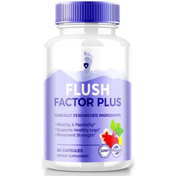 Flush Factor Plus Capsules, Maximum Strength Formula for Strength and Mobility, All Natural Supplement to Support Overall Health, Official Flush Factor+ Detox Reviews (60 Capsules)