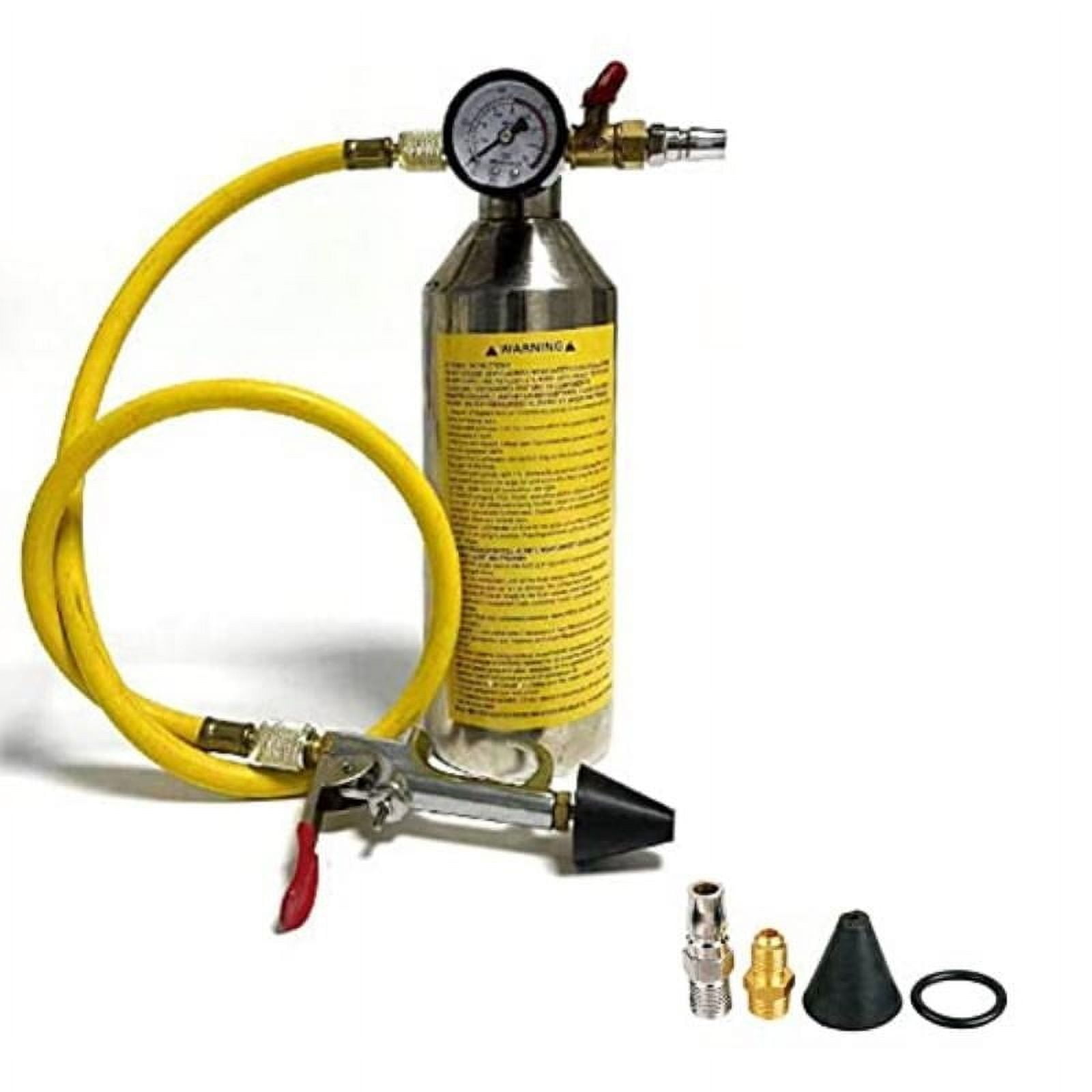 Flush Kit Car Air Conditioner System Clean Canister Flushing Tool Set Includes 220PSI Gauge Air Fittings and Hose for Auto HVAC Pipe Line Cleaning