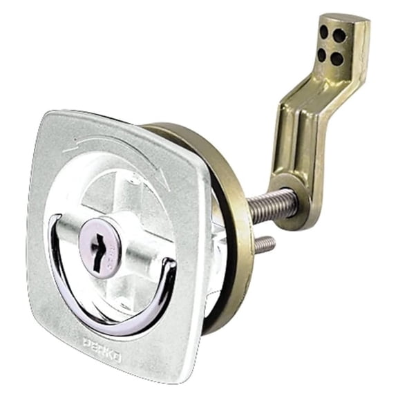 Flush Lock White - 2 Inch Door Lock with Offset Cam Bar, Stainless Steel Stem, & Flexible Strike - RV, Cabinet, Marine, & Entry Door Hardware