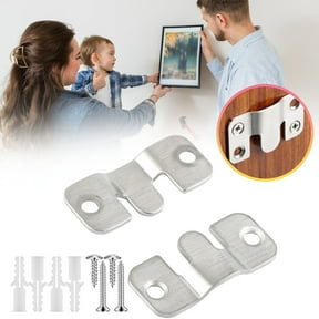 Flush Mount Bracket Picture Hanger,Stainless Steel Photo Frame Hook,Heavy Duty Interlocking Wall Mount Connector for Mirrors,Headboards & Furniture,Easy Install Detachable Picture Hanging Hardware, J
