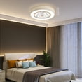 thumbnail image 1 of Flush Mount Ceiling Fan with Light Modern Round Enclosed Ceiling Fan Light Fixtures 5 Hidden Blades 3 Colors Changeable Ceiling Fan Chandelier for Bedroom Dining Room Office,D20.5 x H8.7, 1 of 17