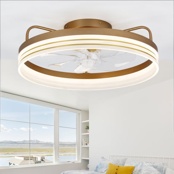 Flush Mount Ceiling Fan with Dimmable Led Light, 6-Speed Reversible Ceiling Fan with APP Control and Remote