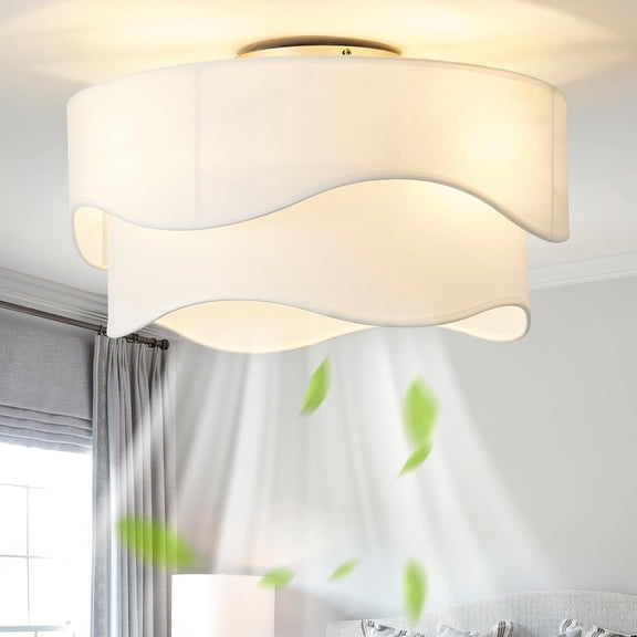 Flush Mount Ceiling Fan with Lights, 20" Low Profile Boho Ceiling Fan with Light Remote Control, Caged with 6 Speeds for Bedroom, , Living Room