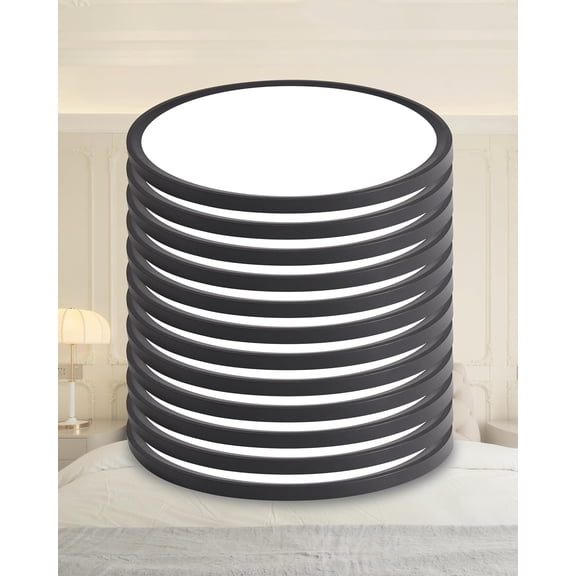 Flush Mount Ceiling Light,12 Inch 24w 2520lm Round,3000k,4000k,6000k CCT Selectable,Flat Panel Slim Ceiling Light Fixture,for Dining Kitchen Room (12Pack-Black)