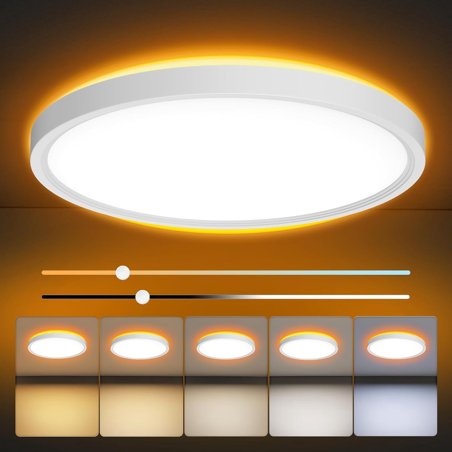 Flush Mount Ceiling Light, 12 Inch LED Ceiling Light with Night Light ...