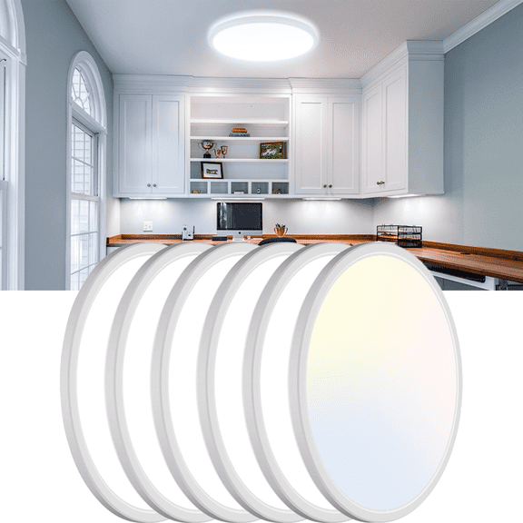 Flush Mount Ceiling Light, 7.5 Inch Ultra Thin Round LED, 100W Equivalent with 3 Color Temperatures for Living Room, Bedroom, Kitchen