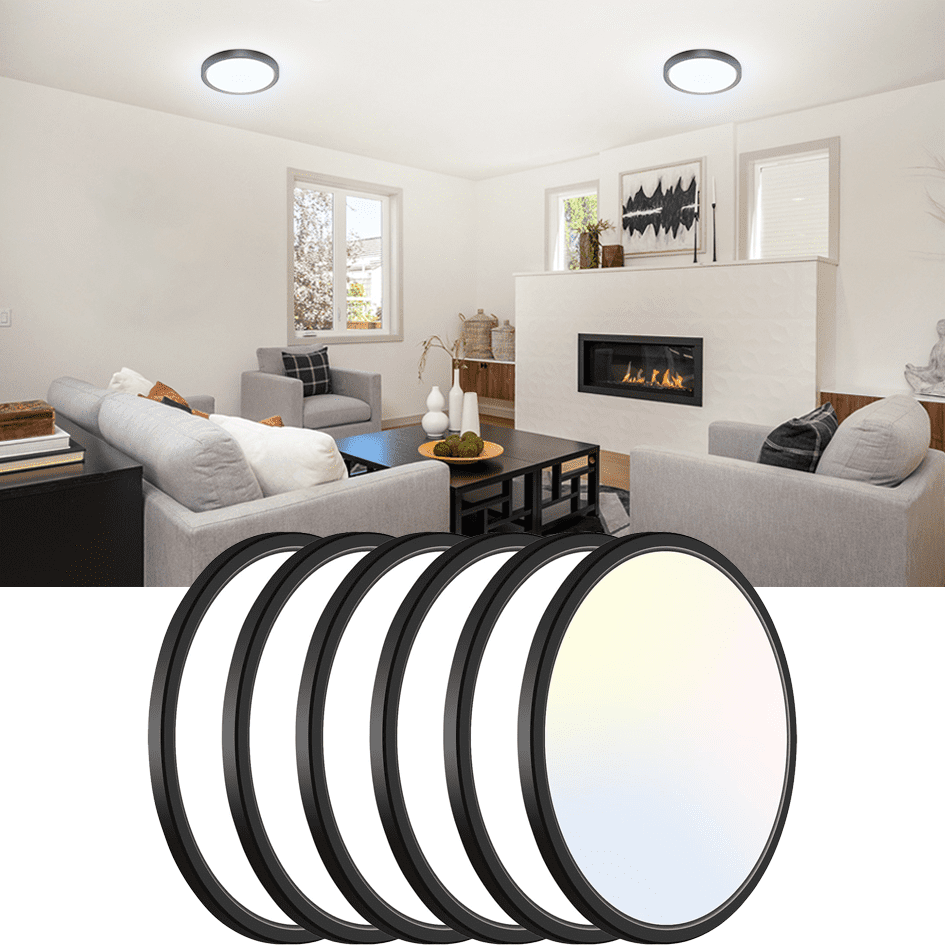 Flush Mount Ceiling Light, 7.5 Inch Ultra Thin Round LED, 100W Equivalent with 3 Color Temperatures for Living Room, Bedroom, Kitchen
