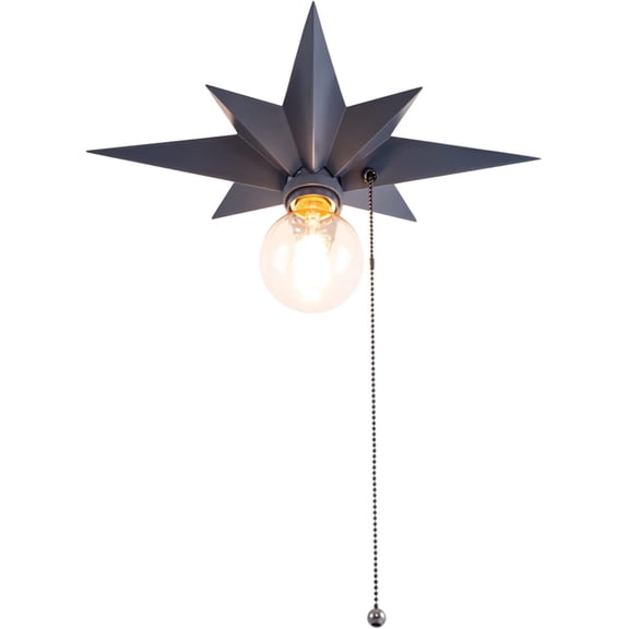 Flush Mount Ceiling Light, Black Star Light Fixtures Ceiling with Pull Chain On/Off Switch for Hallway, Entryway, Study Room, Bedroom