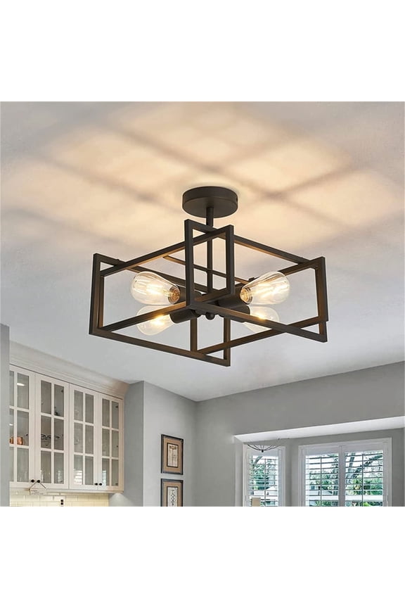 Flush Mount Ceiling Light Fixture Industrial Metal Close to Ceiling Lights,Farmhouse Lighting for Hallway Bedroom Kitchen Dining