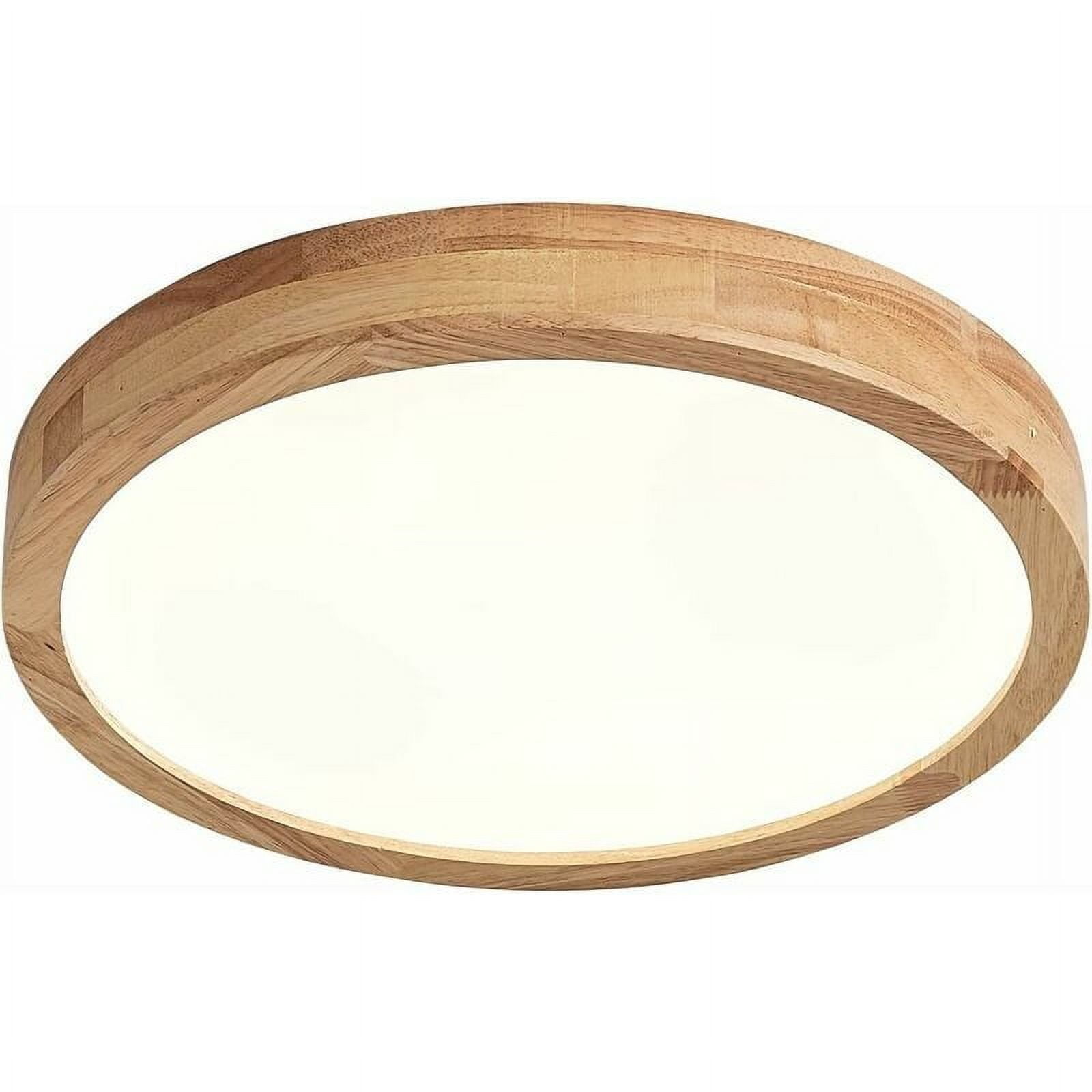 Flush Mount Ceiling Light with Oak Strips, Nordic Design LED Ceiling Lamp, Easy Installation for Bedrooms, Kitchens, and Dining Rooms, Spacious Illumination