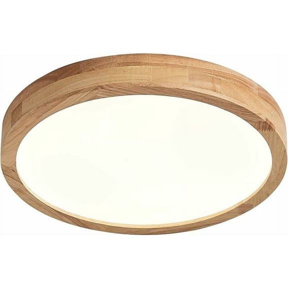 Flush Mount Ceiling Light with Oak Strips, Nordic Design LED Ceiling Lamp, Easy Installation for Bedrooms, Kitchens, and Dining Rooms, Spacious Illumination