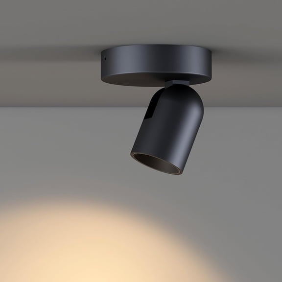 Flush Mount Ceiling Spotlight Dimmable Small Indoor Light, Adjustable Directional for Pictures Living Room Office Hallway - 3000K 11W 25 Flicker Free (Black)