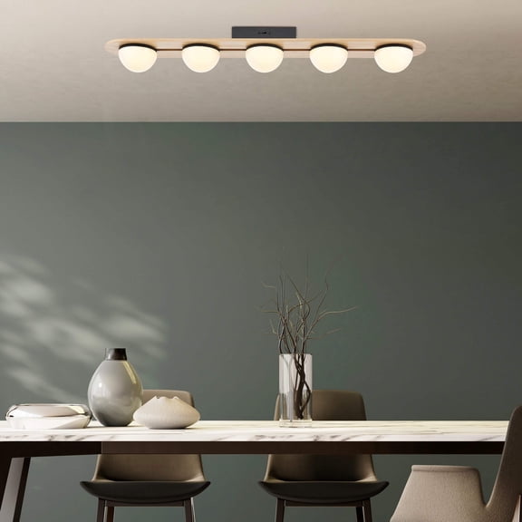 Flush Mount Chandelier Satin Black Wood