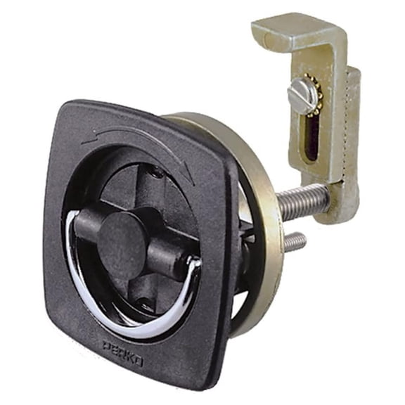 Flush Mount Door Latch - Black, 2 Inch Diameter, Zinc Alloy Construction, Adjustable Cam Bar, Fits 1/4 to 1-1/8 Inch Doors