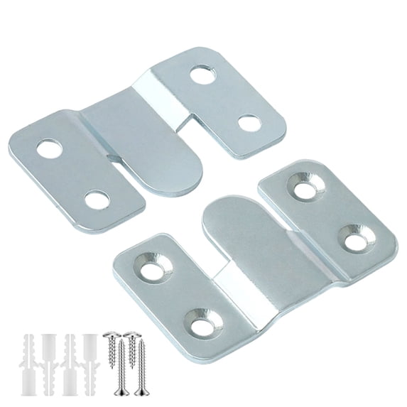 Flush Mount Interlocking Brackets, 2.1x1.2 inch Wall Hanging Hooks for Picture, Stainless Steel Photo Frame Hanger, Multifunctional Hanging Buckle Connector for Headboard & Furniture Assembly,Blue