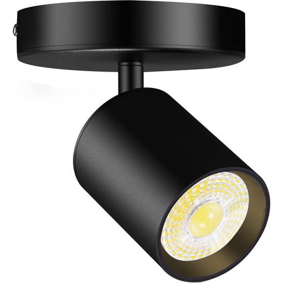 Flush Mount LED Ceiling Spotlight Dimmable Adjustable Directional Spot Lights Indoor Bright Can Accent Fixture for Living Room Bedroom - CRI90 Flicker Free 10W 800lm 3000K Black