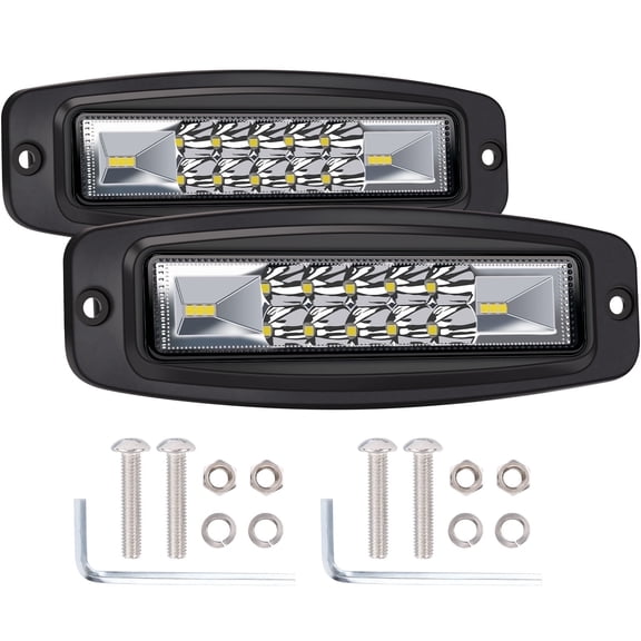 Flush Mount LED Pods 2PCS 7 Inch 120W CREE LED Work Light Flood Spot Beam Combo Backup Driving Lights Fog Lamp Reverse Grill Mount Lighting for Offroad 4x4 Truck SUV