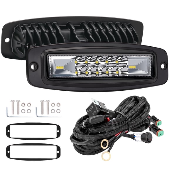 7" 120W CREE LED Flush Mount Pods w/Harness Combo Beam Offroad Light