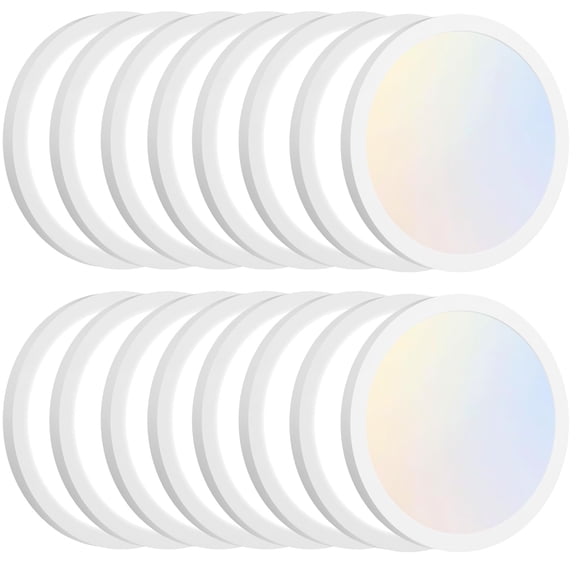 Flush Mount Led Ceiling Light White 3 Color Temperature In One 3000k-4000k-5000k Dimmable 15w 1200lm 7 Inch Round Fixture Slim Low Profile Surface For Basement Porch(16-pack)