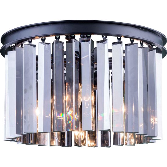 Flush Mount Light Ceiling Fixture SYDNEY 3-Light Golden Teak Smoky Cryst EL-3385