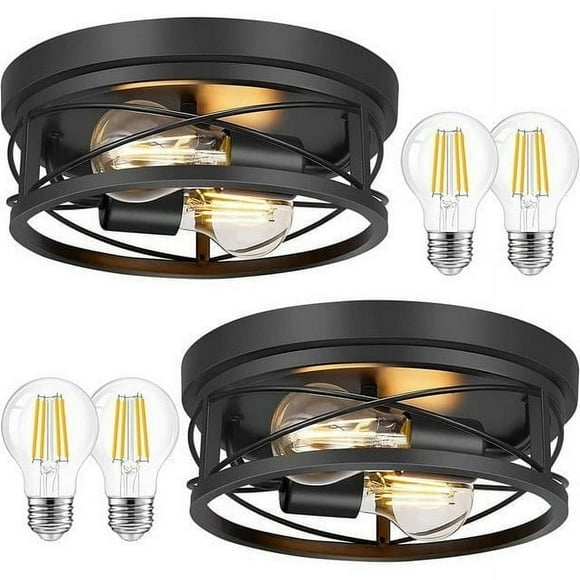 Flush Mount Ceiling Light Fixtures with 2 Bulbs Farmhouse Flush Mount Ceiling Light 2-Light Ceiling Lamps for Kitchen Bedrooms Foyer Hallways