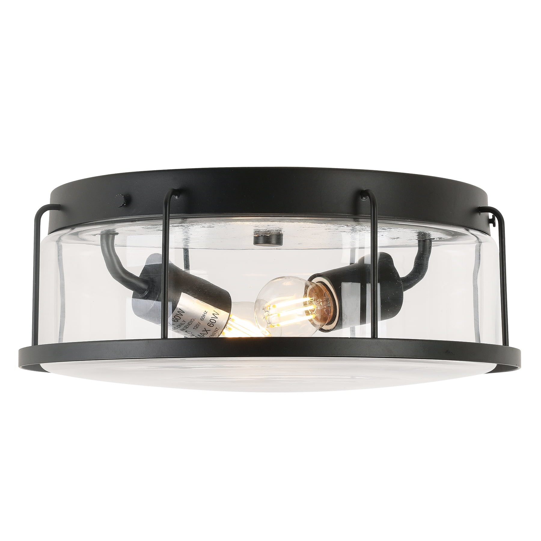 Flush Mount Lighting Fixture, 13inch 2Light Metal Ceiling Light