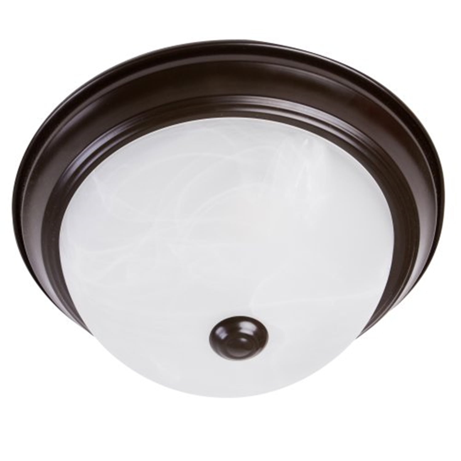 Oil Rubbed Bronze Flush Mount with White Marble Glass Shade