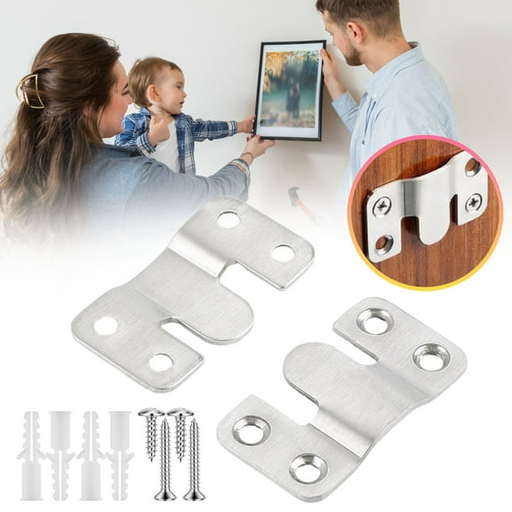 Flush Mount Picture Hanging Hooks Stainless Steel Photo Frame Bracket Heavy Duty Wall Hanger For Large Art Mirrors Furniture Headboard Connector(Large Size)