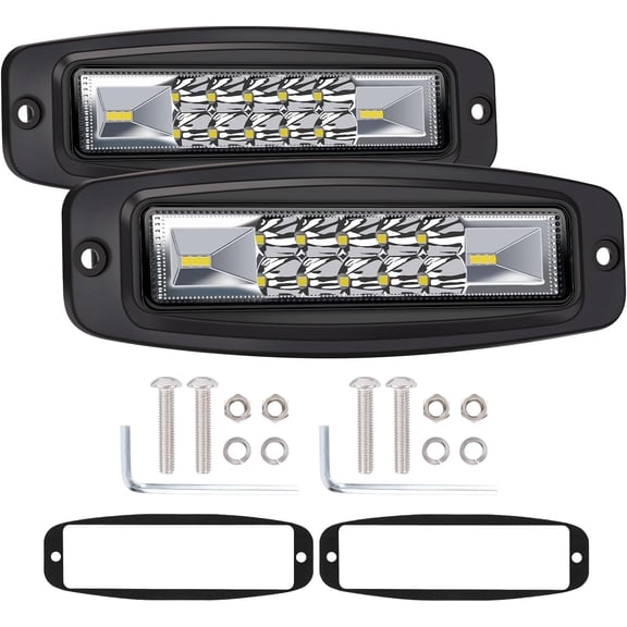 Flush Mount Pods, 2 count 7'' 12,000LM CREE Driving Lights Combo Beam Reverse Backup Light Flush Light Bar Off Road Lights Work Light for Pickup UTV ATV SUV Boat 4x4