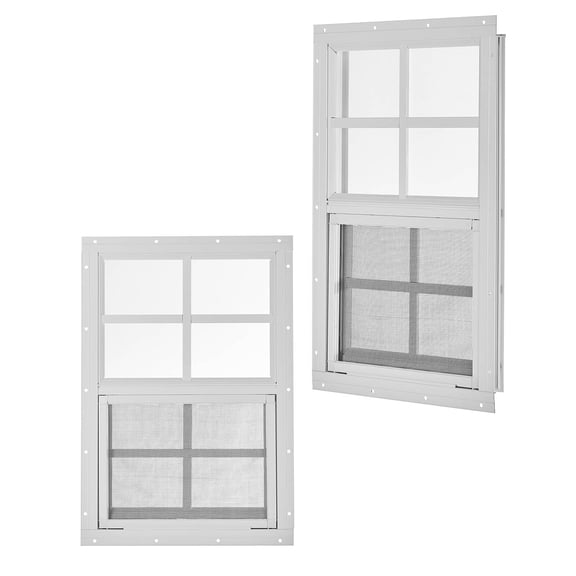 Flush Mount Shed Window with Screen, Aluminum Sliding Window with Tempered Glass for Chicken Coop, Playhouse and Garage, Weatherproof Outdoor Building Window,