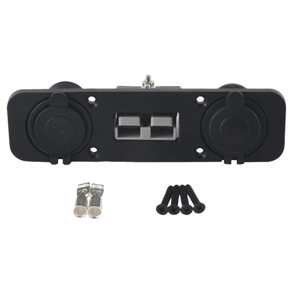 Flush Mount for Anderson Plug Socket Double USB Charger Socket Panel for Caravan Boat Truck,1 x Car for Anderson socket Panel,Black