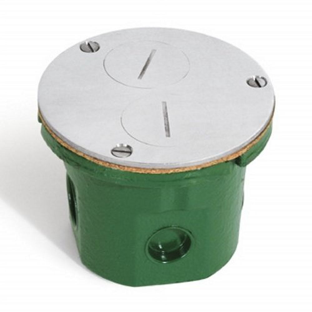 Flush Mounted Round Floor Box (Dual Plugs Power, Aluminum)