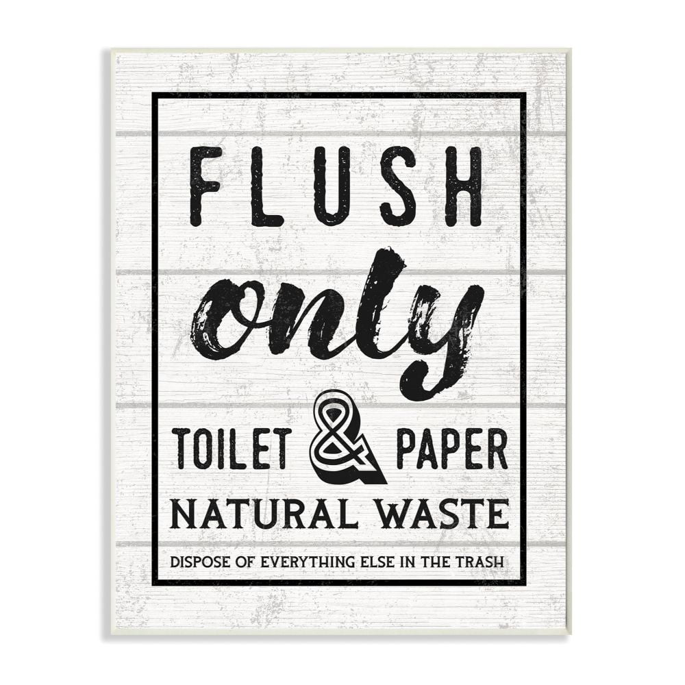 Flush Only Bathroom Sign Family Home Word Design Oversized Wall Plaque Art by Daphne Polselli