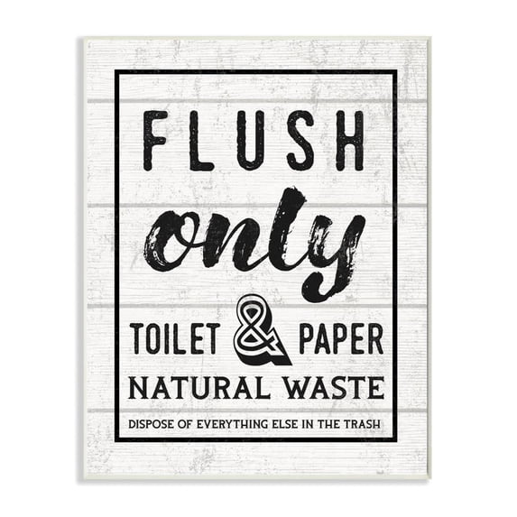 Flush Only Bathroom Sign Family Home Word Design Wall Plaque Art by Daphne Polselli
