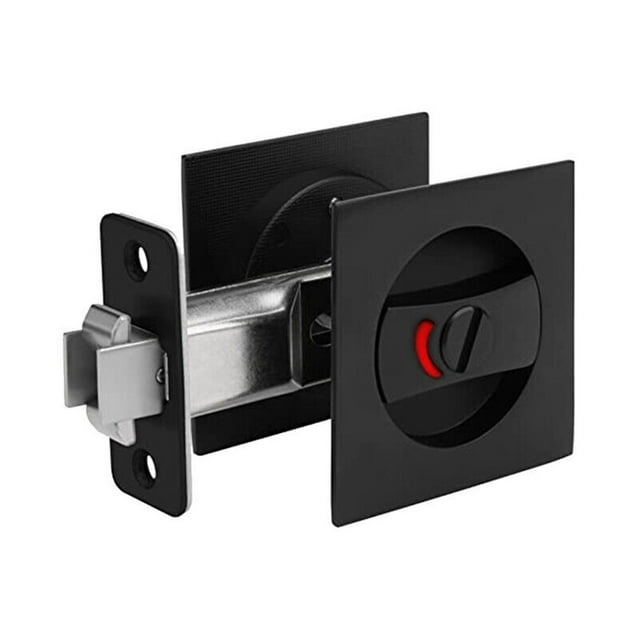 Flush Pocket Door Lock With Color Indicators Black Contemporary Privacy