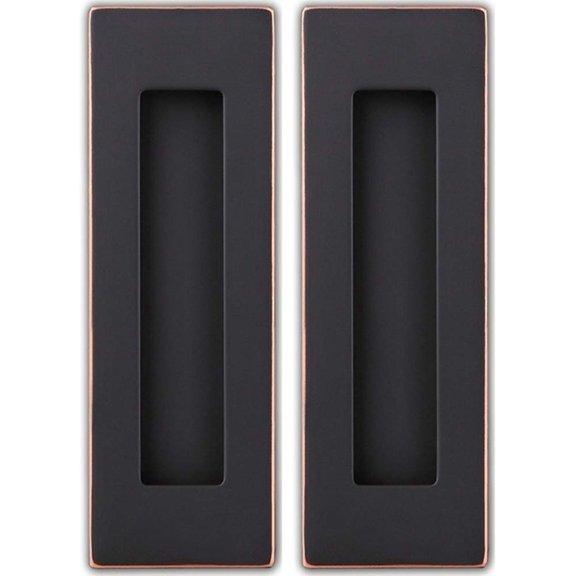 Flush Pull Handle (2 Pack) 6" Rectangular Plated Oil Rubbed Bronze, Free of Sharp Edge, for Sliding Pocket Barn Door or Cabinet
