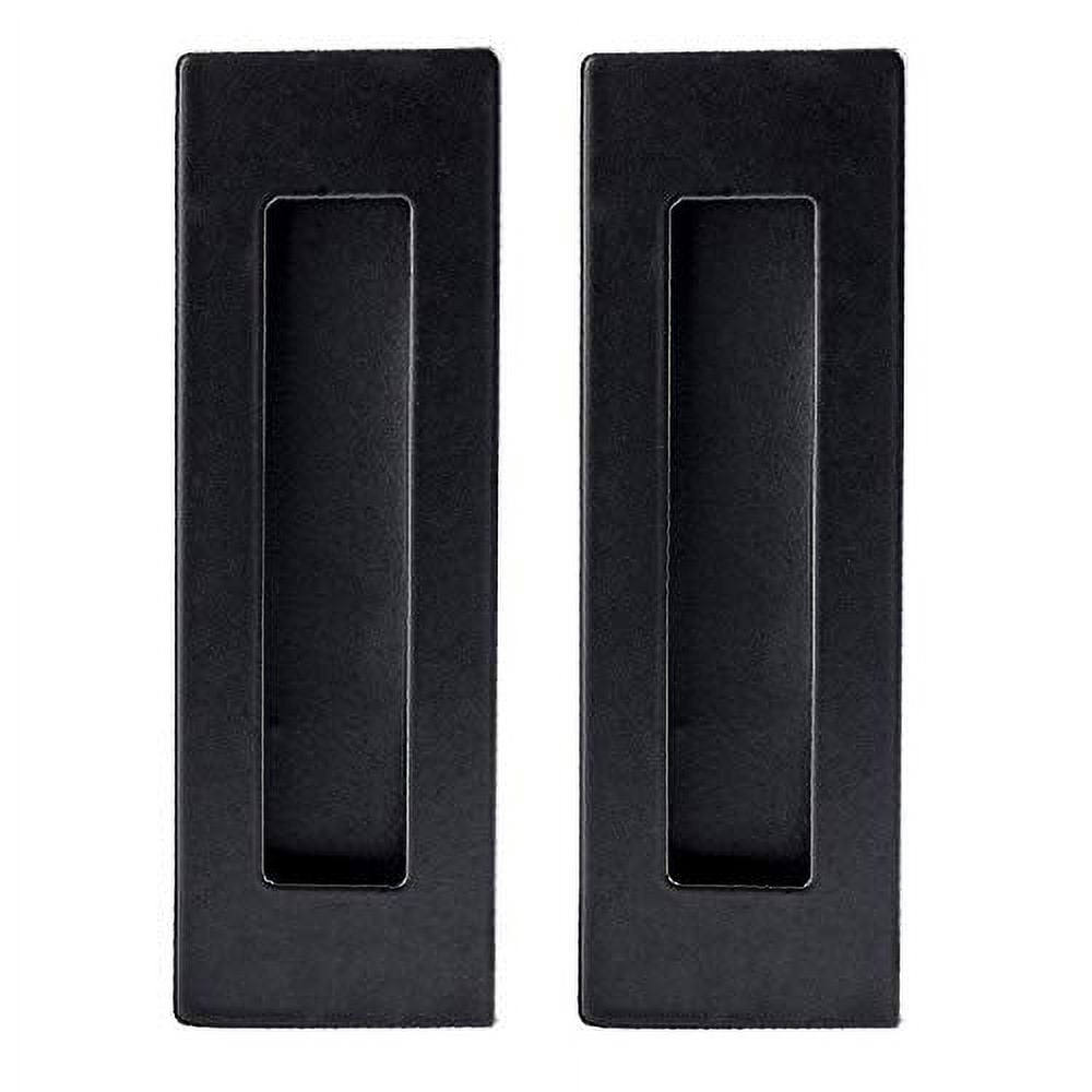 Flush Pull Handle 2 Pack, Black Stainless Steel, Concealed Screws Barn Door Handles for