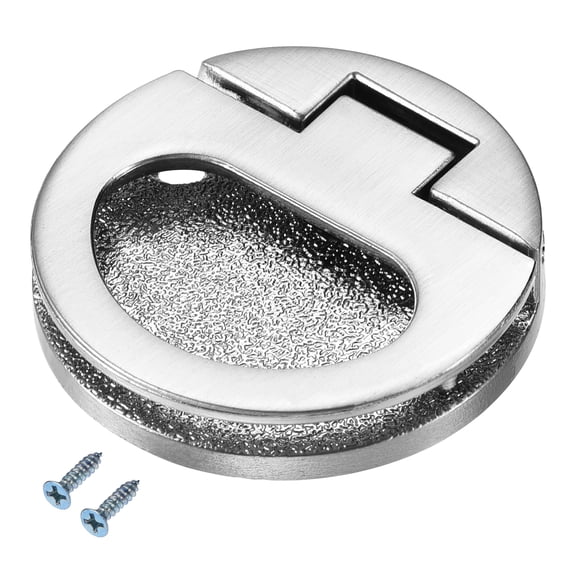 Flush Pull Ring Handle 43.5x7mm, 2pcs Plane Drawer Door Pull Brushed Silver Tone