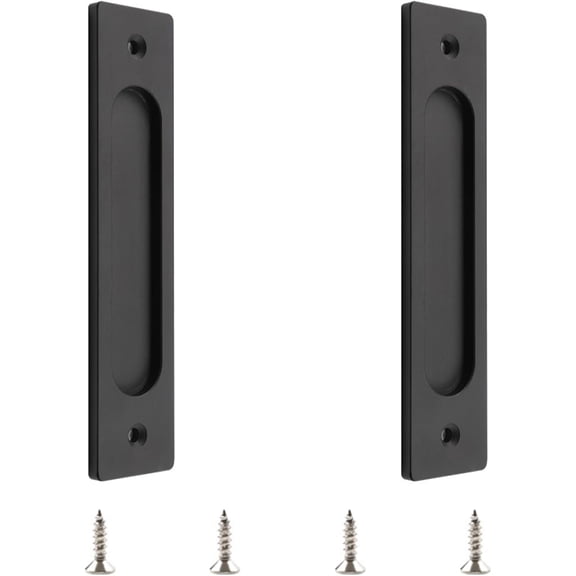 Set Of 2 Recessed Barn Door Handle, Aluminum Alloy With Matte Black Finish, Universal Application, Easy To Install On Sliding, Pocket, And Folding Doors