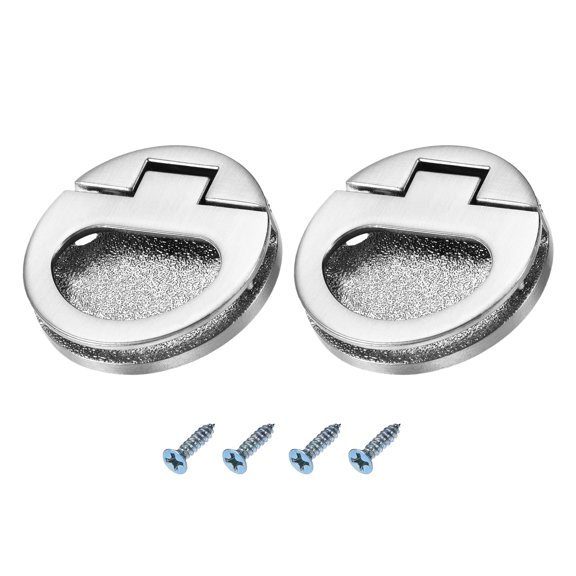 Flush Ring Pull Handles Zinc Alloy 2Pcs Dark Silver 43.5mm 1.71" 2 Pack