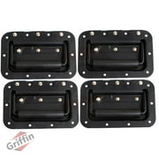 Flush Speaker Cabinet Handles for DJ PA Rack Road Case Set of 4 by Griffin Spring Loaded Recessed Metal Flip Pull with Rubber Padding for Trunk Chest Flight Carry Case Pro-Audio Stage Gear Parts