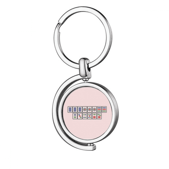 Flush Suit Mahjong Tiles Art Deco Fashion Rotating Keychain Metal Keyring Holder