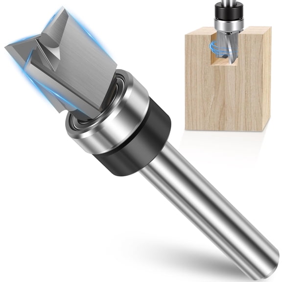 Flush Trim Router Bit 1/4" Shank 1/2" Cutting Diameter 3 Flute Solid Carbide Flush Cut Router Bit for Woodworking