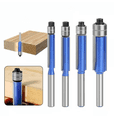thumbnail image 1 of Flush Trim Router Bit, Professional Straight Flush Trim Router Bits 1/4 Inch Shank, Top Bearing Flush Trim Router Bit Set, Cutting Height Respectively 1/4",5/16",3/8",1/2", 4 Pcs, Multisize, 1 of 7