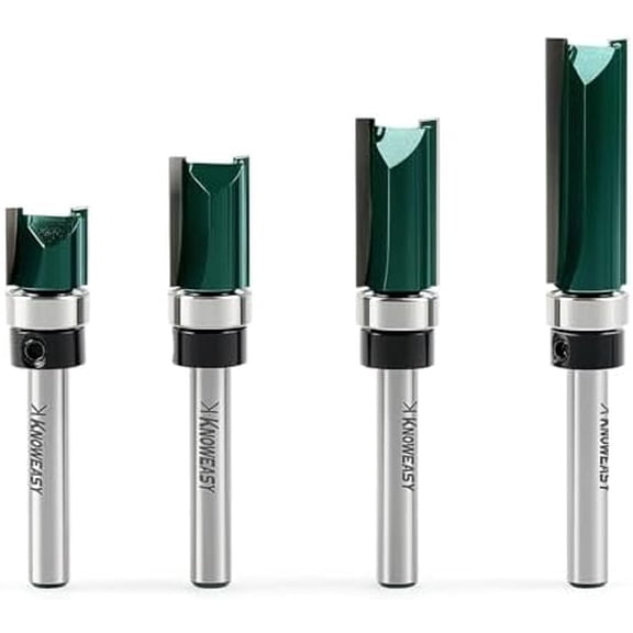 Flush Trim Router Bit Set with Guide Bearing for Woodworking, Straight Cut  Bits  -Out, Professional Template Milling  Tool for Smooth Edges and Clean Cuts