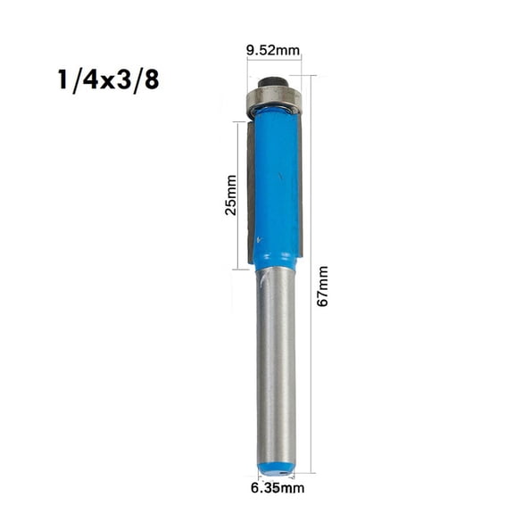Flush Trim Router Bit for Woodworking, 1/4" Shank Alloy Steel Milling Cutter with Top Bearing for Precise Edge Trimming on Hardwood and MDF, Blue Silver Finish, 1 Pack(3)